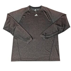 Adidas Climalite Mens Long Sleeve Training Shirt Heathered Charcoal Grey Logo